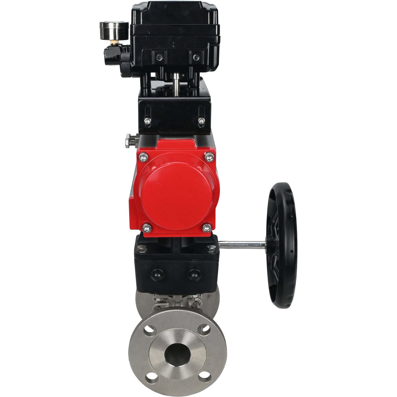 Robinet à boisseau sphérique en acier inoxydable Elephant ksfpt-316-180-da-yt1000rsn-hdm, matériau du corps - acier inoxydable AISI 316, matériau de la bille - acier inoxydable AISI 316, joint - PTFE, actionné par actionneur pneumatique