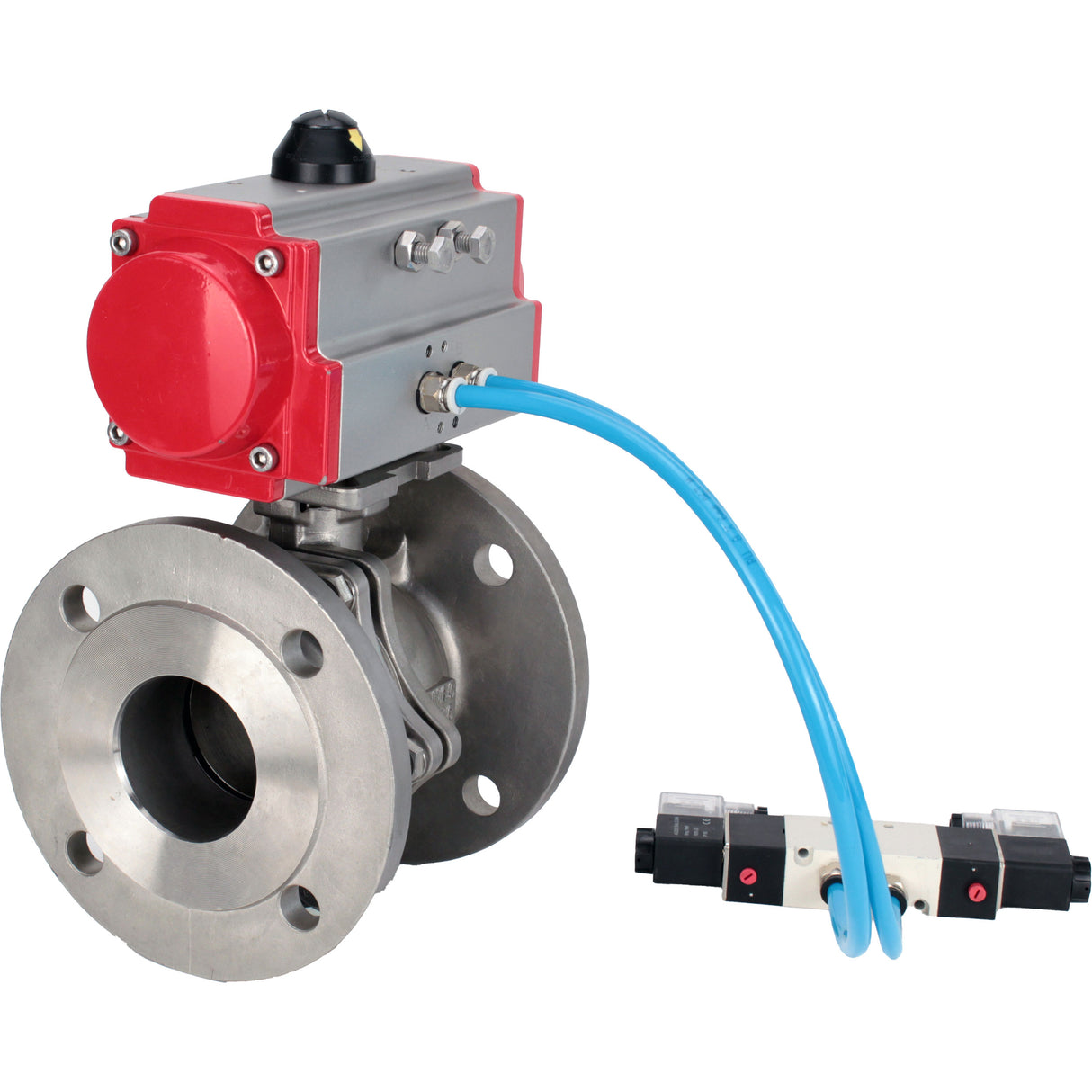 Vannes à boisseau sphérique Elephant BV3232P(2pc)-FP-F-ISO-H DN15-300 16 bar/16, à passage intégral à brides, acier inoxydable SS316, joint - PTFE, avec actionneur pneumatique double effet PA-DA, avec distributeur pneumatique 4V320-10 220V