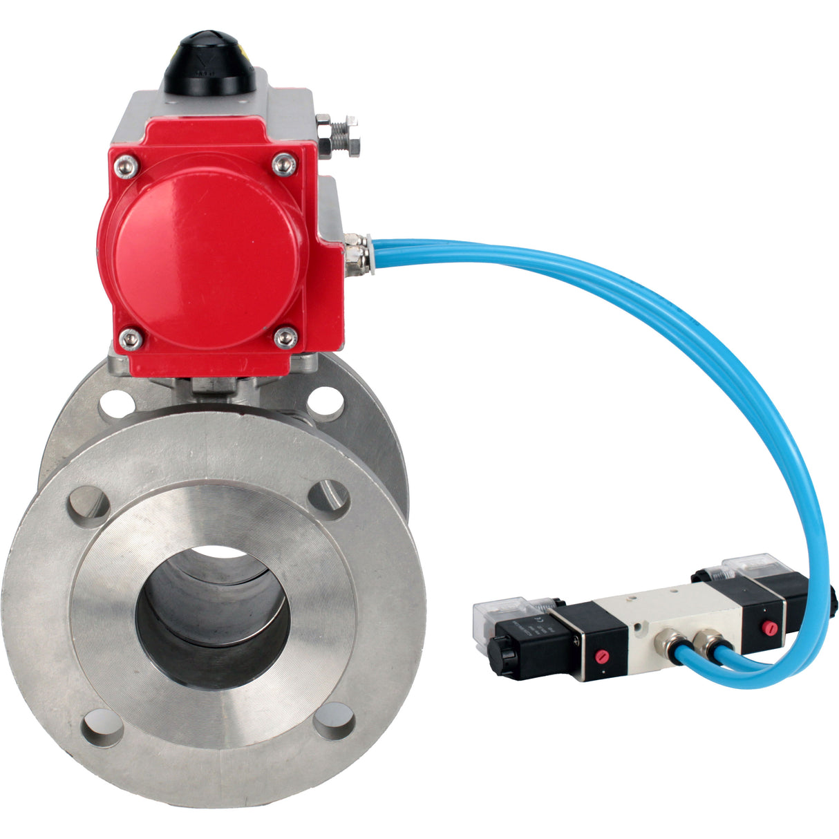 Vannes à boisseau sphérique Elephant BV3232P(2pc)-FP-F-ISO-H DN15-300 16 bar/16, à passage intégral à brides, acier inoxydable SS316, joint - PTFE, avec actionneur pneumatique double effet PA-DA, avec distributeur pneumatique 4V320-10 220V