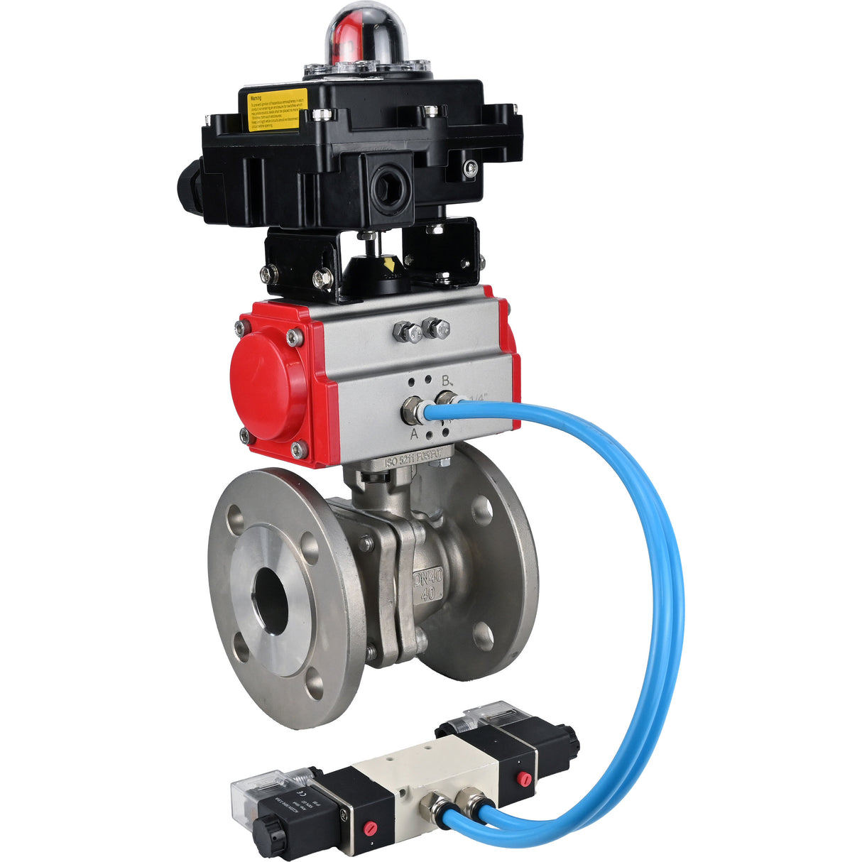 Ball valves Elephant BV3232P(2pc)-FP-F-ISO-H DN15-300 16 bar/16, full bore flanged, stainless steel SS316, seal - PTFE, with pneumatic actuator PA-SA with return springs, with pneumatic distributor 4V320-08 220V, with LSU APL-410N EX