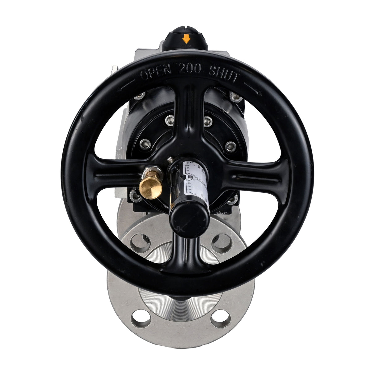 Robinets à boisseau sphérique Elephant BV3131P(3pc)-FP-F-ISO-H DN65-80 16 bar trois pièces à passage intégral à brides, corps - acier inoxydable SS304, joint - PTFE, avec actionneur pneumatique Elephant PA-DA-105-1