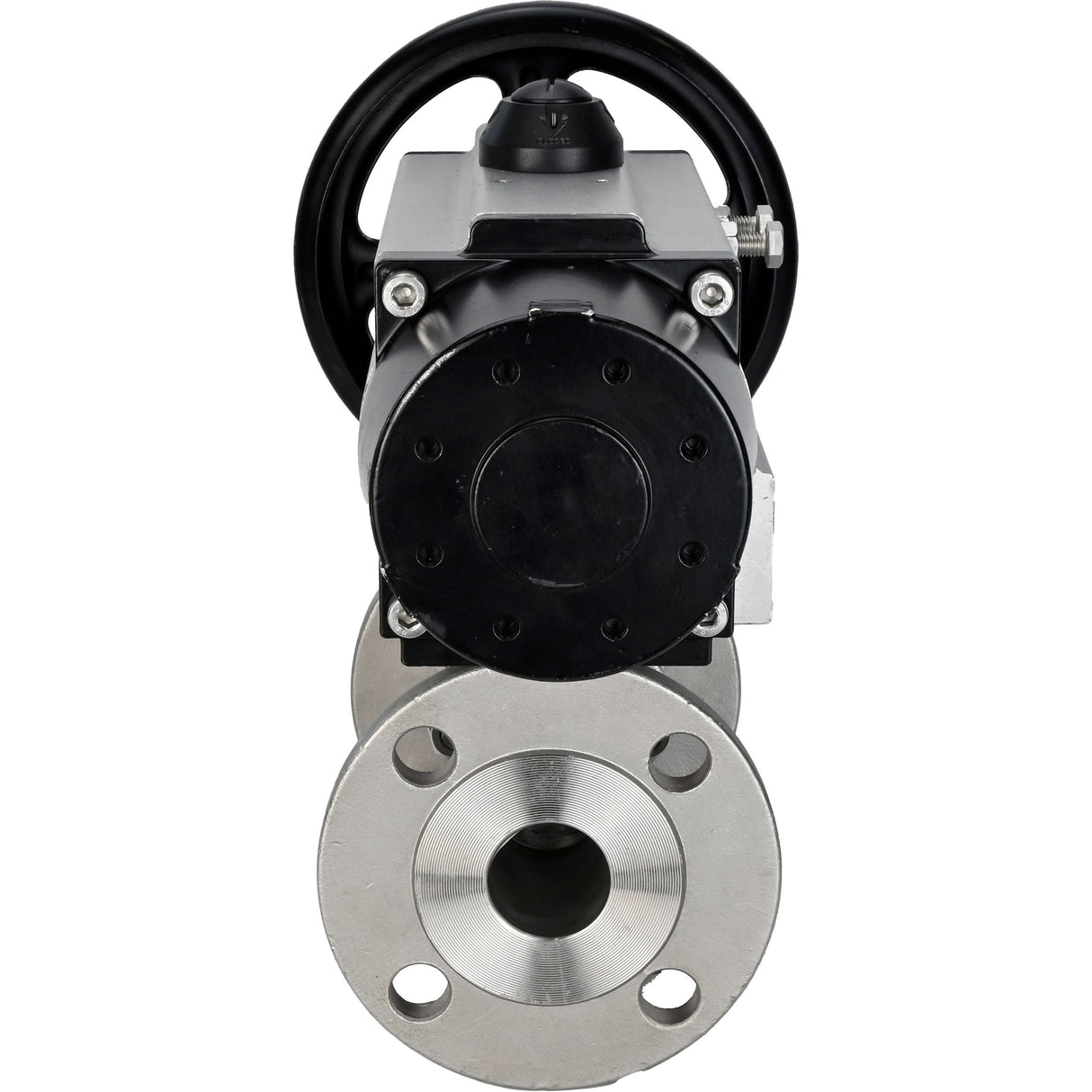 Robinets à boisseau sphérique Elephant BV3232P(3pc)-FP-F-ISO-H DN65-80 16 bar trois pièces à passage intégral à brides, corps - acier inoxydable SS304, joint - PTFE, avec actionneur pneumatique Elephant PA-DA