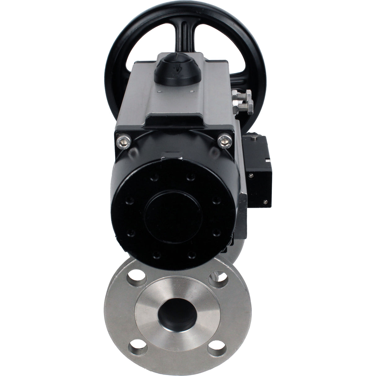 Robinets à boisseau sphérique Elephant BV3131P(3pc)-FP-F-ISO-H DN65-80 16 bar, trois pièces à passage intégral à brides, acier inoxydable SS304, joint - PTFE, avec actionneur pneumatique PA-DA-105-1 double effet, avec distributeur pneumatique 4M310-08 24V