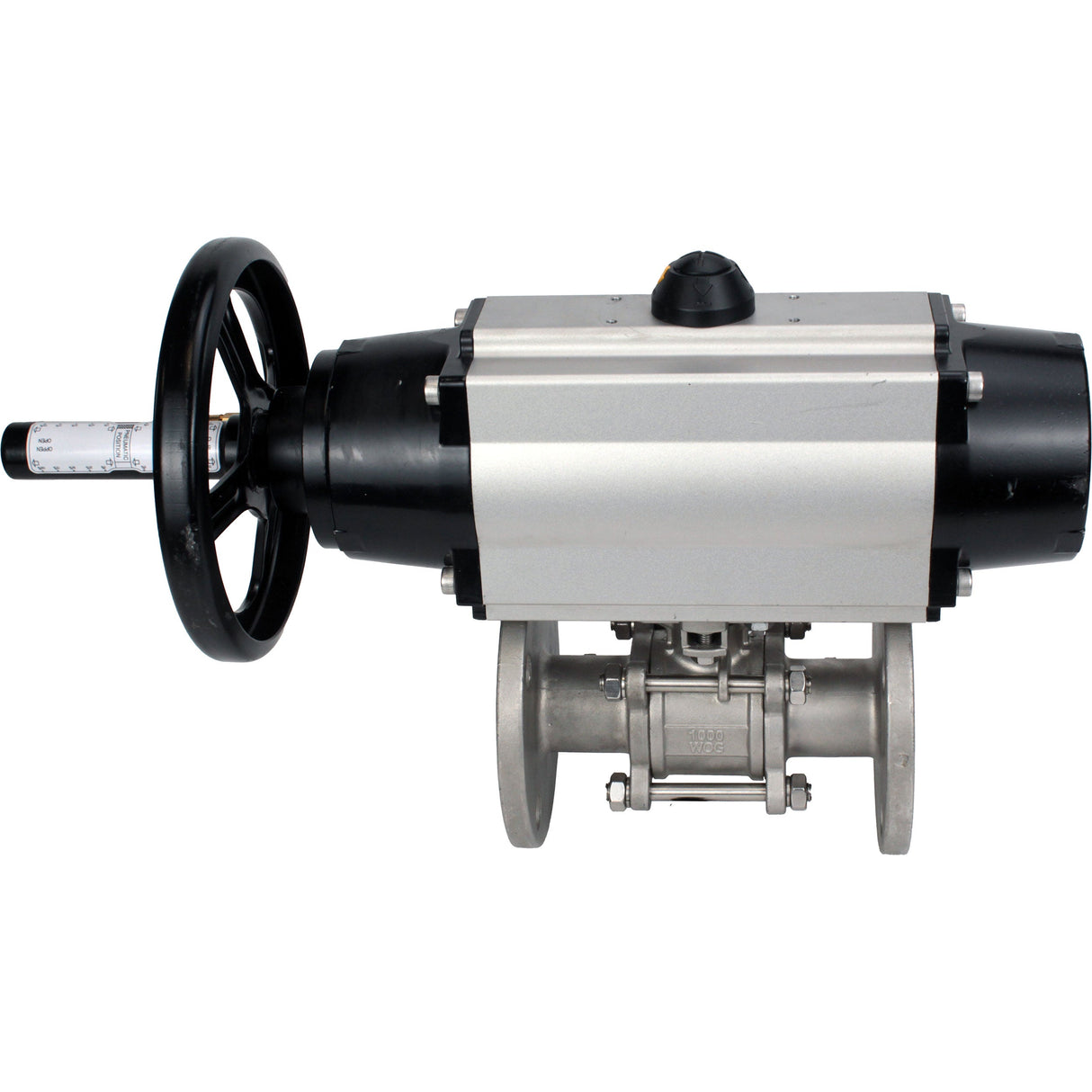 Ball valves Elephant BV3232P(3pc)-FP-F-ISO-H DN65-80 16 bar, three-piece full bore flanged, stainless steel SS304, seal - PTFE, with pneumatic actuator PA-DA-105-1 double acting, with pneumatic distributor 4M310-08 NAMUR 220V