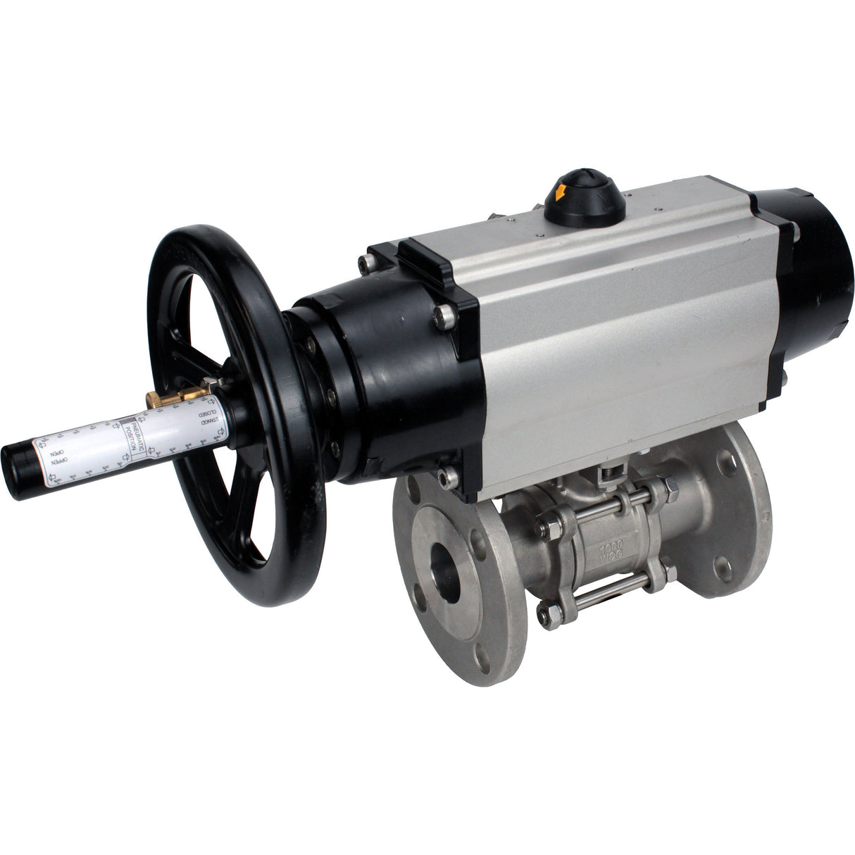 Ball valves Elephant BV3232P(3pc)-FP-F-ISO-H DN65-80 16 bar, three-piece full bore flanged, stainless steel SS304, seal - PTFE, with pneumatic actuator PA-DA-105-1 double acting, with pneumatic distributor 4M310-08 NAMUR 220V