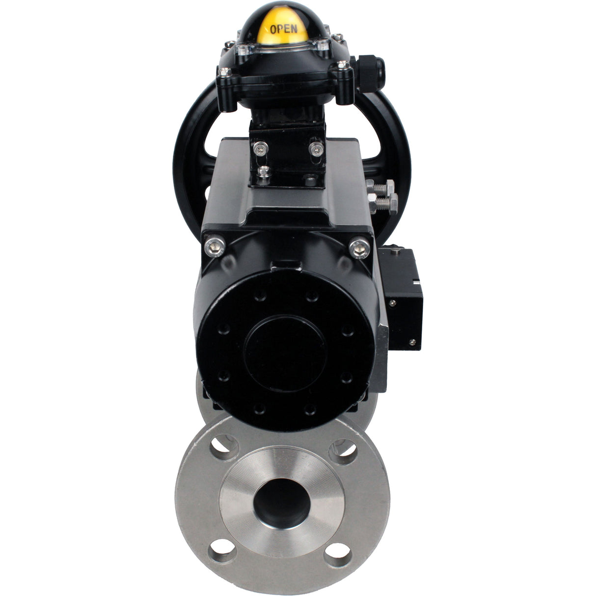 Ball valves Elephant BV3232P(3pc)-FP-F-ISO-H DN65-80 16 bar, three-piece full bore flanged, stainless steel SS304, seal - PTFE, with pneumatic actuator PA-DA-105-1 double acting, with pneumatic distributor 4M310-08 NAMUR 220V, with LSU APL-210N