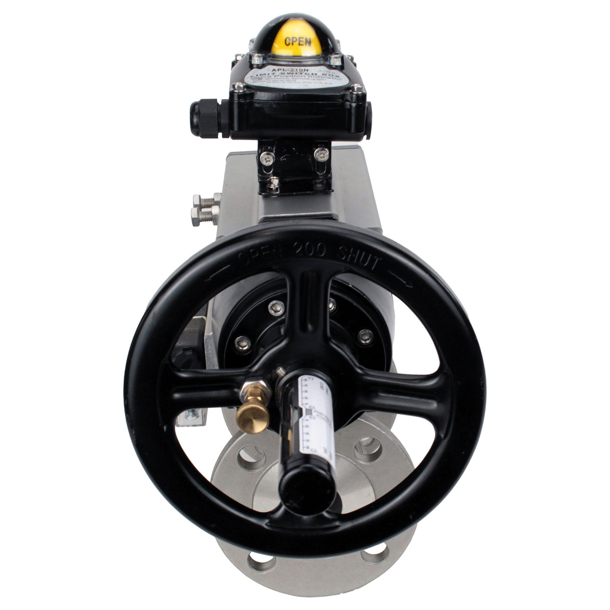 Ball valves Elephant BV3131P(3pc)-FP-F-ISO-H DN65-80 16 bar, three-piece full bore flanged, stainless steel SS304, seal - PTFE, with pneumatic actuator PA-DA-105-1 double acting, with pneumatic distributor 4M310-08 NAMUR 220V, with LSU APL-210N