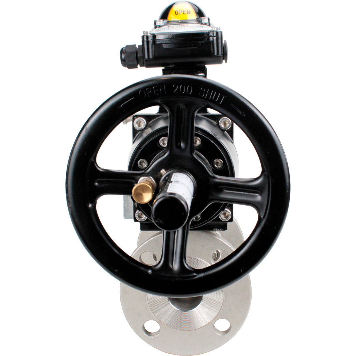 Robinets à boisseau sphérique Elephant BV3131P(3pc)-FP-F-ISO-H DN65-80 16 bar trois pièces à passage intégral à brides, corps - acier inoxydable SS304, joint - PTFE, avec actionneur pneumatique Elephant PA-DA et BKV APL-210N