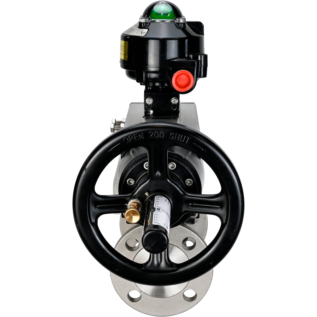 Robinets à boisseau sphérique Elephant BV3232P(3pc)-FP-F-ISO-H DN65-80 16 bar trois pièces à passage intégral à brides, corps - acier inoxydable SS304, joint - PTFE, avec actionneur pneumatique Elephant PA-DA et BKV APL-510N EX