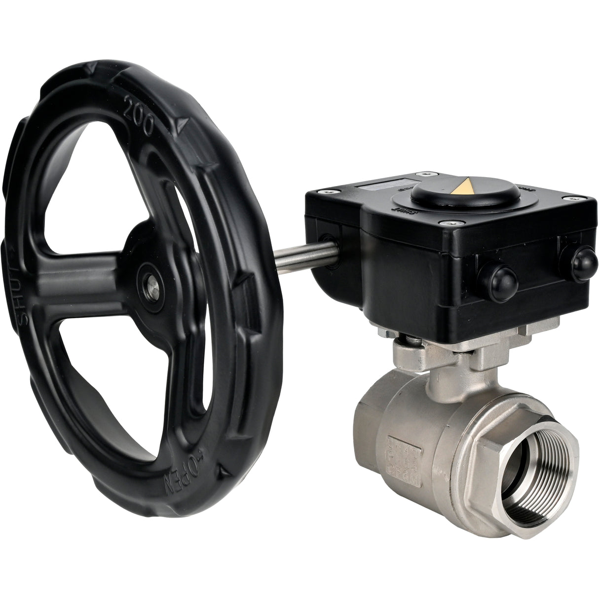 Robinet à boisseau sphérique en acier inoxydable Elephant kshmp316-elephant-ham, matériau du corps - acier inoxydable AISI 316, matériau de la bille - acier inoxydable AISI 316, joint - PTFE, à engrenage