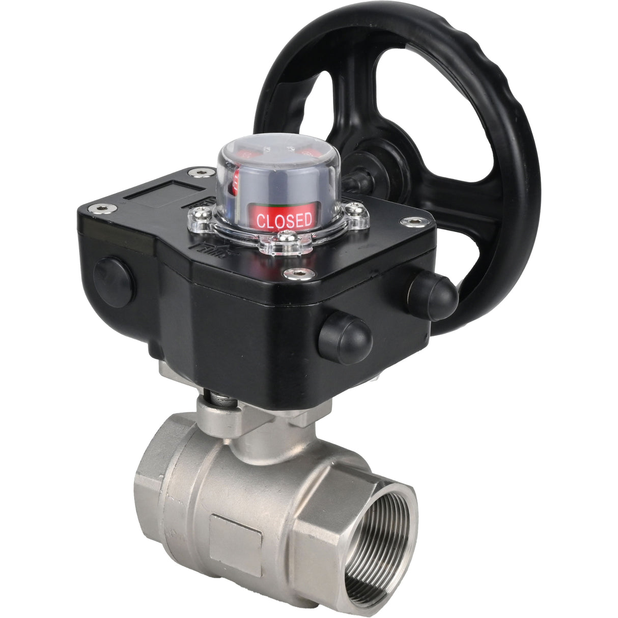 Robinet à boisseau sphérique en acier inoxydable Elephant kshmp316-elephant-hgb, matériau du corps - acier inoxydable AISI 316, matériau de la bille - acier inoxydable AISI 316, joint - PTFE, à engrenage