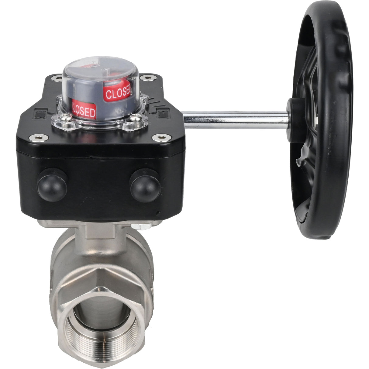 Robinet à boisseau sphérique en acier inoxydable Elephant kshmp316-elephant-hgb, matériau du corps - acier inoxydable AISI 316, matériau de la bille - acier inoxydable AISI 316, joint - PTFE, à engrenage
