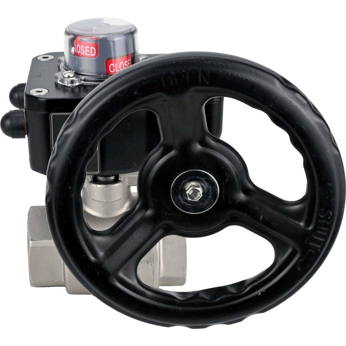 Robinet à boisseau sphérique en acier inoxydable Elephant kshmp316-elephant-hgb, matériau du corps - acier inoxydable AISI 316, matériau de la bille - acier inoxydable AISI 316, joint - PTFE, à engrenage