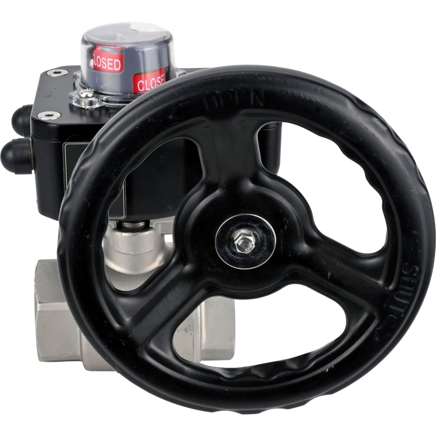 Robinet à boisseau sphérique en acier inoxydable Elephant kshmp316-elephant-hgb, matériau du corps - acier inoxydable AISI 316, matériau de la bille - acier inoxydable AISI 316, joint - PTFE, à engrenage