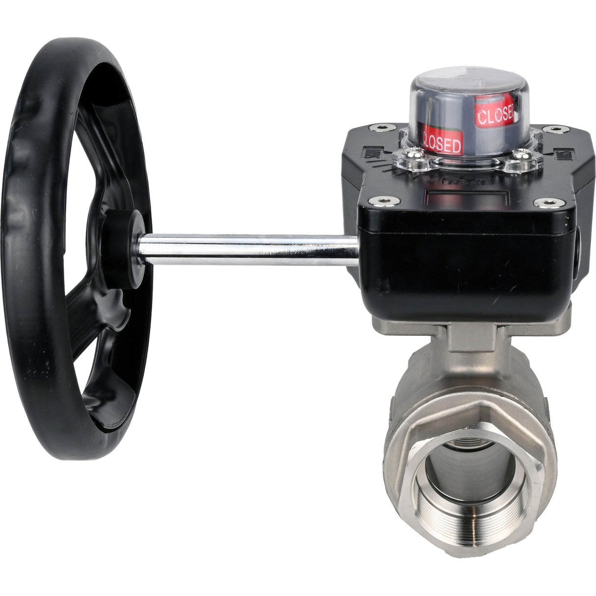 Robinet à boisseau sphérique en acier inoxydable Elephant kshmp316-elephant-hgb, matériau du corps - acier inoxydable AISI 316, matériau de la bille - acier inoxydable AISI 316, joint - PTFE, à engrenage