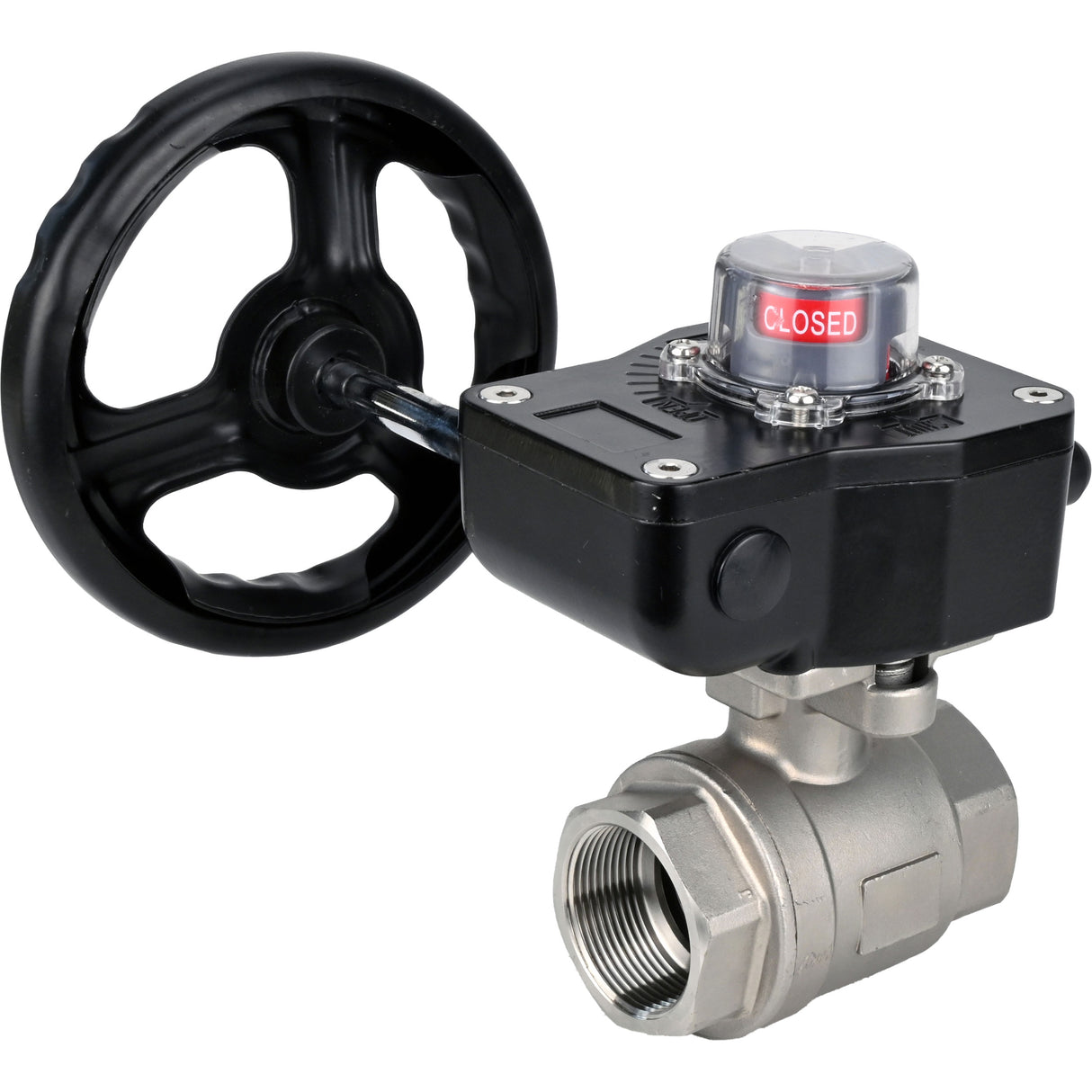 Robinet à boisseau sphérique en acier inoxydable Elephant kshmp316-elephant-hgb, matériau du corps - acier inoxydable AISI 316, matériau de la bille - acier inoxydable AISI 316, joint - PTFE, à engrenage