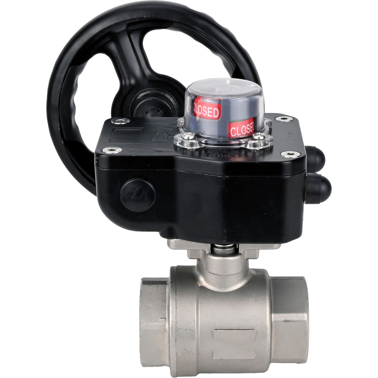 Robinet à boisseau sphérique en acier inoxydable Elephant kshmp316-elephant-hgb, matériau du corps - acier inoxydable AISI 316, matériau de la bille - acier inoxydable AISI 316, joint - PTFE, à engrenage