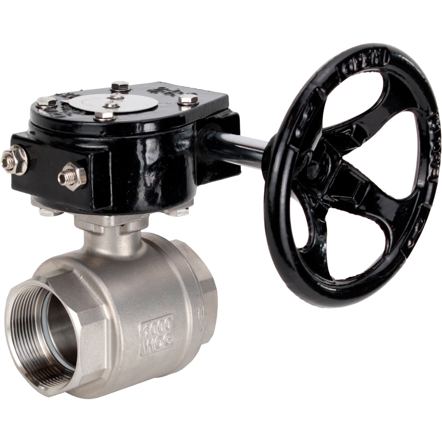 Robinet à boisseau sphérique en acier inoxydable Elephant kshmp316-elephant-rdn, matériau du corps - acier inoxydable AISI 316, matériau de la bille - acier inoxydable AISI 316, joint - PTFE, à engrenage