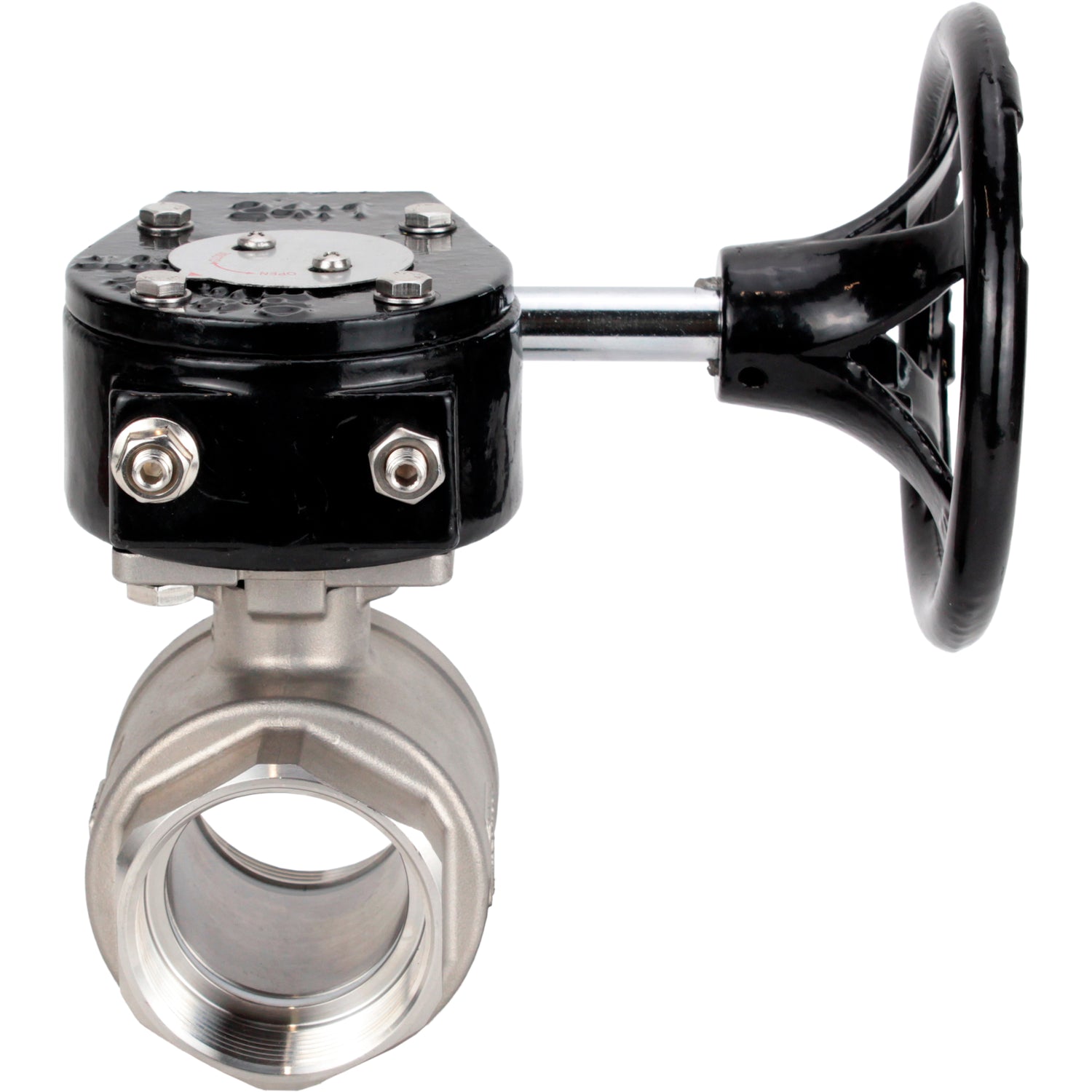 Robinet à boisseau sphérique en acier inoxydable Elephant kshmp316-elephant-rdn, matériau du corps - acier inoxydable AISI 316, matériau de la bille - acier inoxydable AISI 316, joint - PTFE, à engrenage