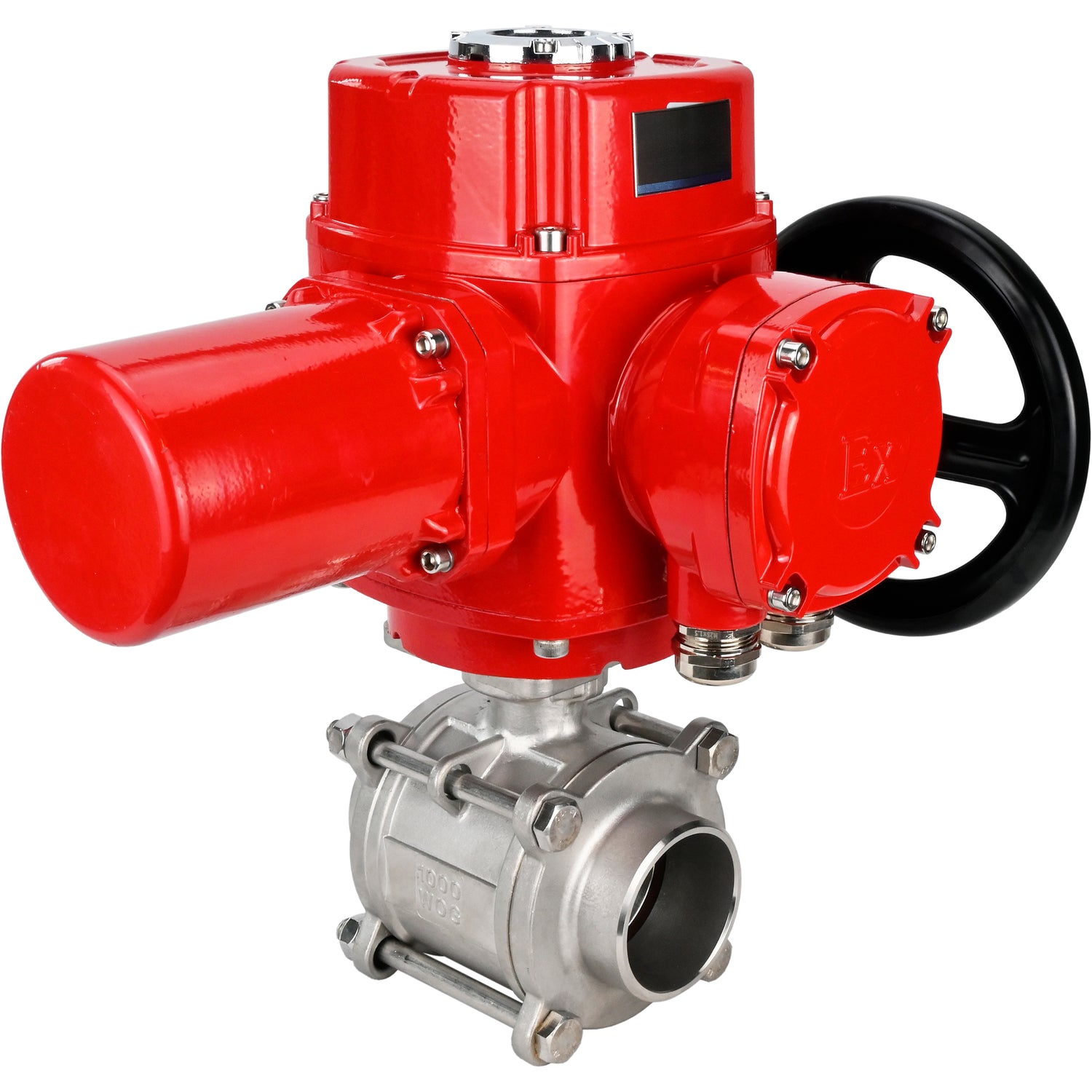 Robinet à boisseau sphérique en acier inoxydable Elephant BVPP 316.200-ISO PSI914 SS316 passage intégral, à souder, matériau du corps - acier inoxydable, actionneur électrique quart de tour Elephant QT-W (M) EX 220 V