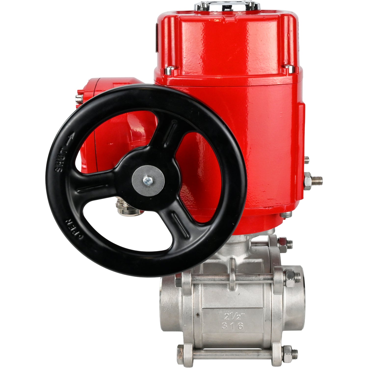 Robinet à boisseau sphérique en acier inoxydable Elephant BVPP 316.200-ISO PSI914 SS316 passage intégral, à souder, matériau du corps - acier inoxydable, actionneur électrique quart de tour Elephant QT-W (M) EX 220 V