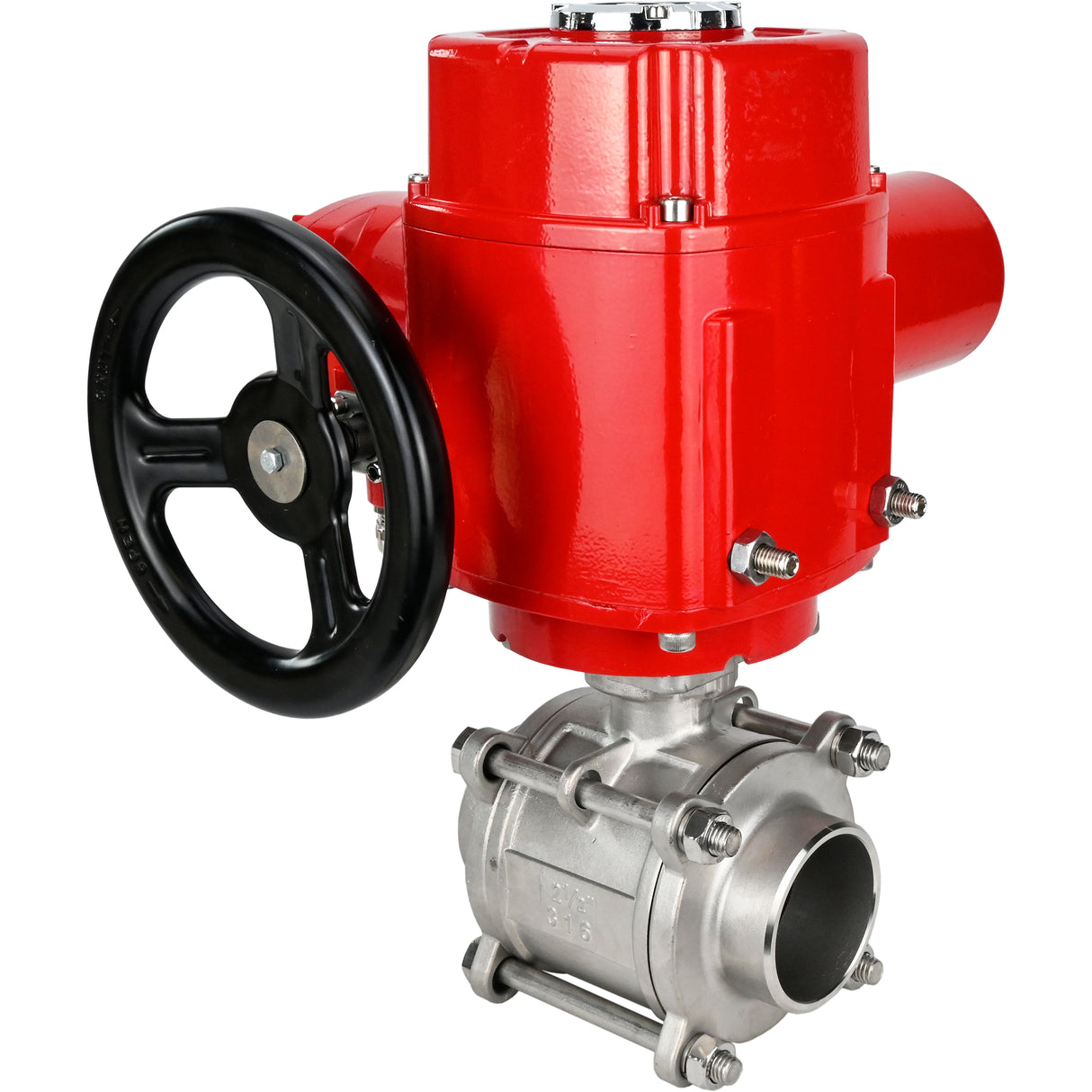 Robinet à boisseau sphérique en acier inoxydable Elephant BVPP 316.200-ISO PSI914 SS316 passage intégral, à souder, matériau du corps - acier inoxydable, actionneur électrique quart de tour Elephant QT-W (M) EX 220 V