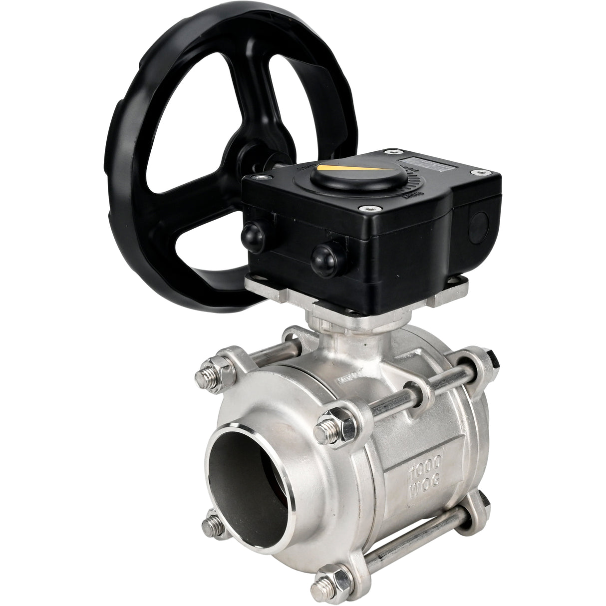 Robinet à boisseau sphérique en acier inoxydable Elephant kshpp-316200-iso_ham, matériau du corps - acier inoxydable AISI 316, matériau de la bille - acier inoxydable AISI 316, joint - PTFE, commande par poignée