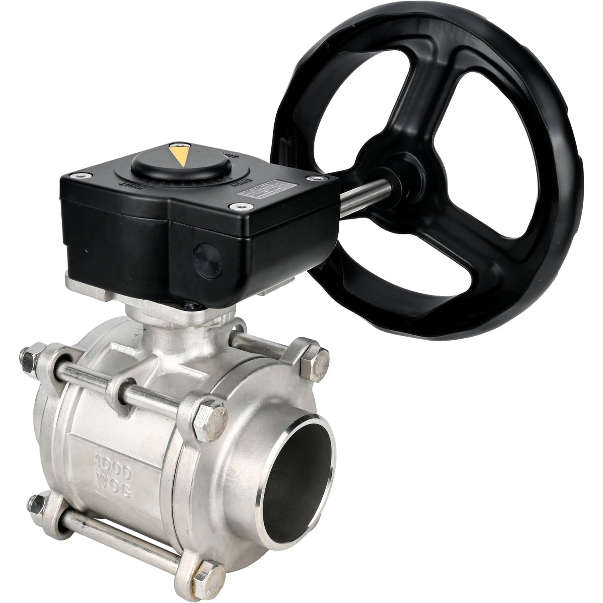 Robinet à boisseau sphérique en acier inoxydable Elephant kshpp-316200-iso_ham, matériau du corps - acier inoxydable AISI 316, matériau de la bille - acier inoxydable AISI 316, joint - PTFE, commande par poignée