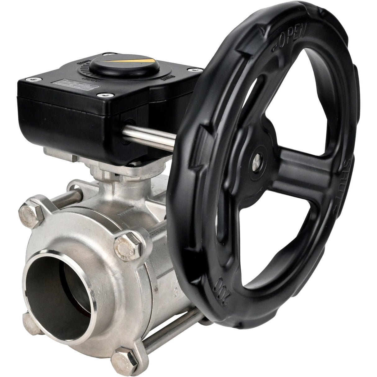 Robinet à boisseau sphérique en acier inoxydable Elephant kshpp-316200-iso_ham, matériau du corps - acier inoxydable AISI 316, matériau de la bille - acier inoxydable AISI 316, joint - PTFE, commande par poignée