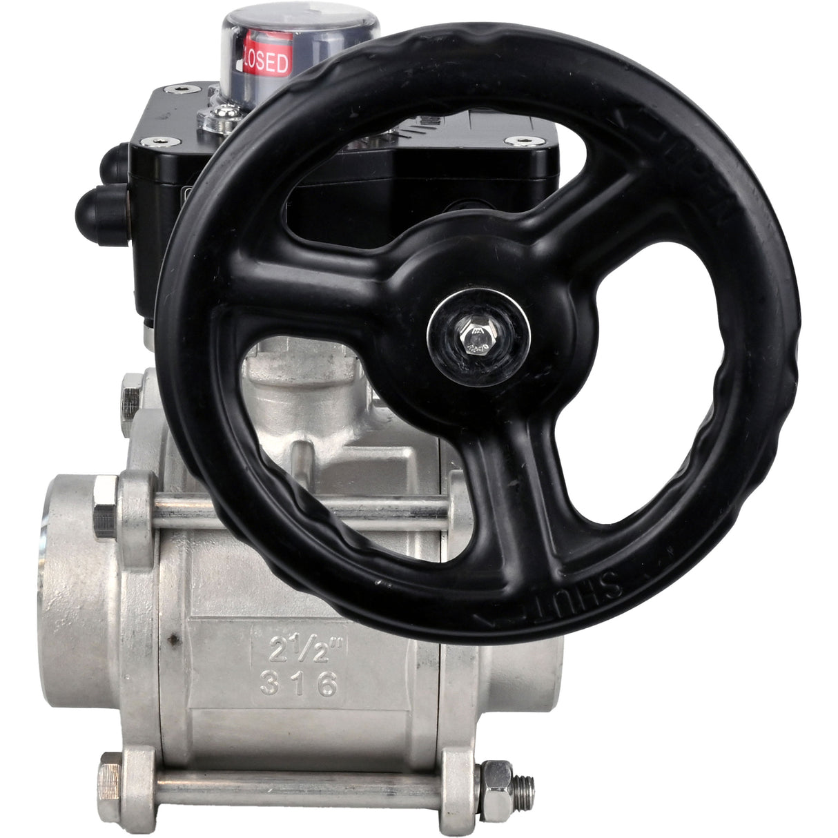 Robinet à boisseau sphérique en acier inoxydable Elephant kshpp-316200-iso_hgb, matériau du corps - acier inoxydable AISI 316, matériau de la bille - acier inoxydable AISI 316, joint - PTFE, commande par poignée