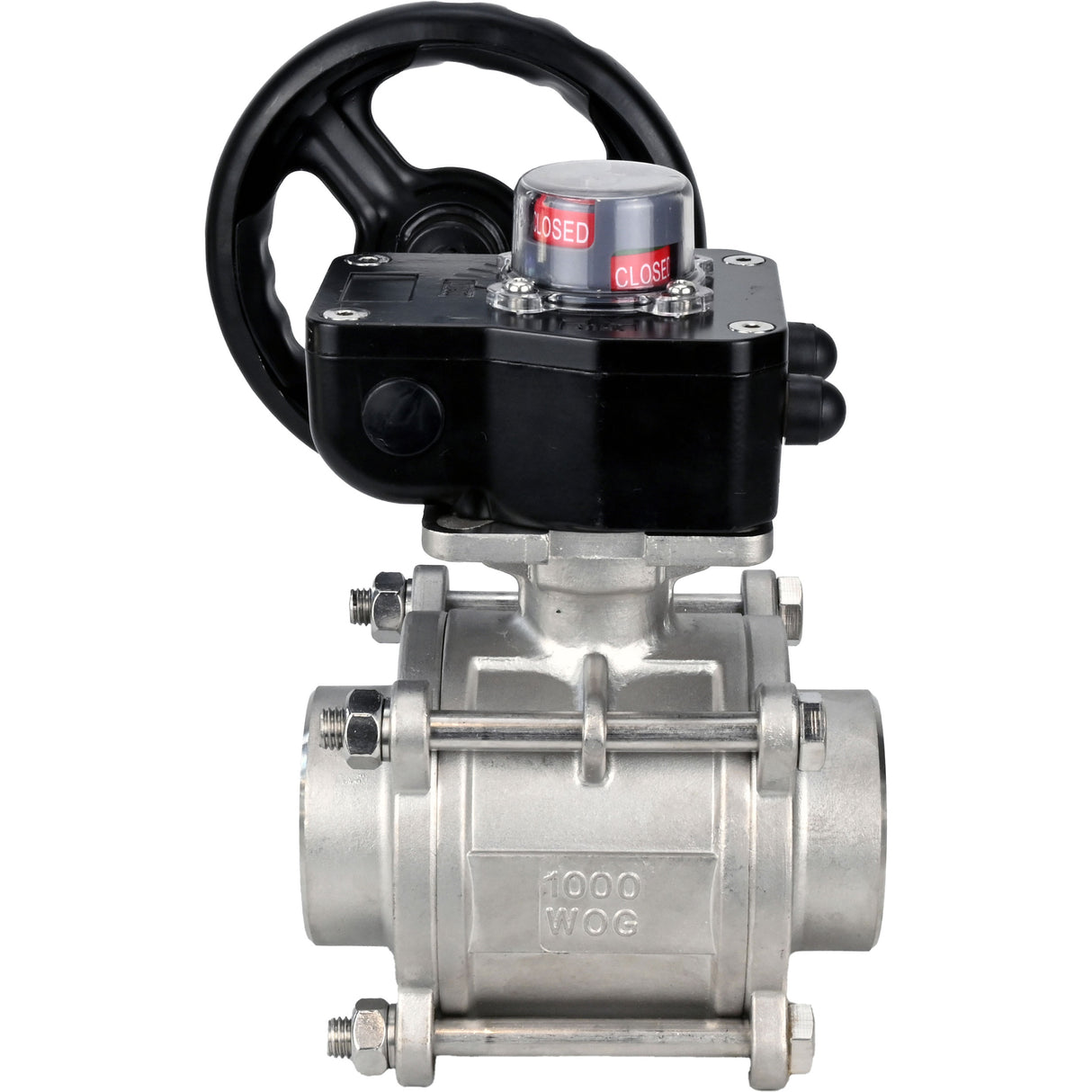 Robinet à boisseau sphérique en acier inoxydable Elephant kshpp-316200-iso_hgb, matériau du corps - acier inoxydable AISI 316, matériau de la bille - acier inoxydable AISI 316, joint - PTFE, commande par poignée