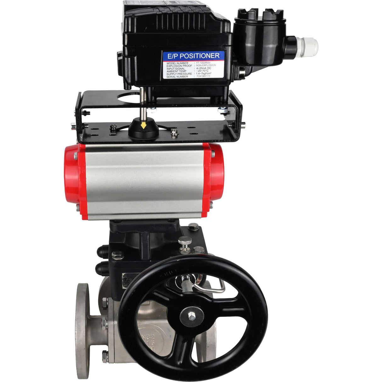 Ball valves Elephant BV3232P(4pc)-FP-3WL-F-ISO-H 16 bar full bore, flanged, body - stainless steel SS316, ISO flange F03/F04-F10/F12, square 9x9-19x19, with Mon/actuator PA-DA, pneumatic positioner YT-1000RSN with feedback and Doubler MON3-700-T38-