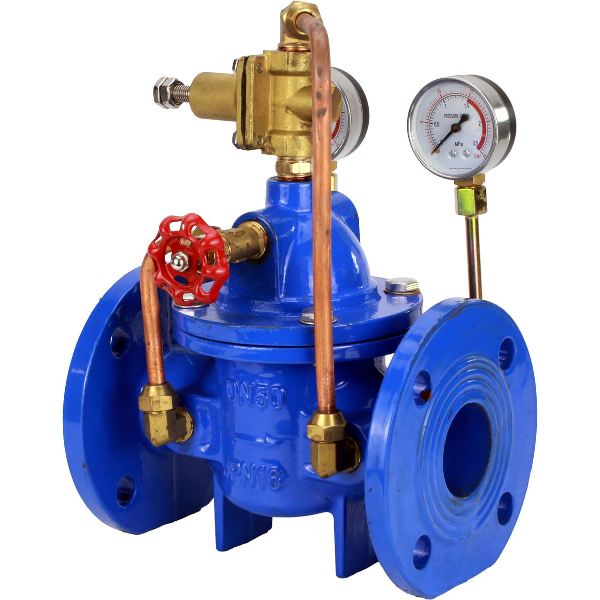 Régulateurs de pression différentielle avec commande pilote Elephant PVA1-1313RR-F, régulateurs à membrane, corps - fonte GGG40, disque - fonte GGG40, joint - caoutchouc naturel renforcé, raccord à bride