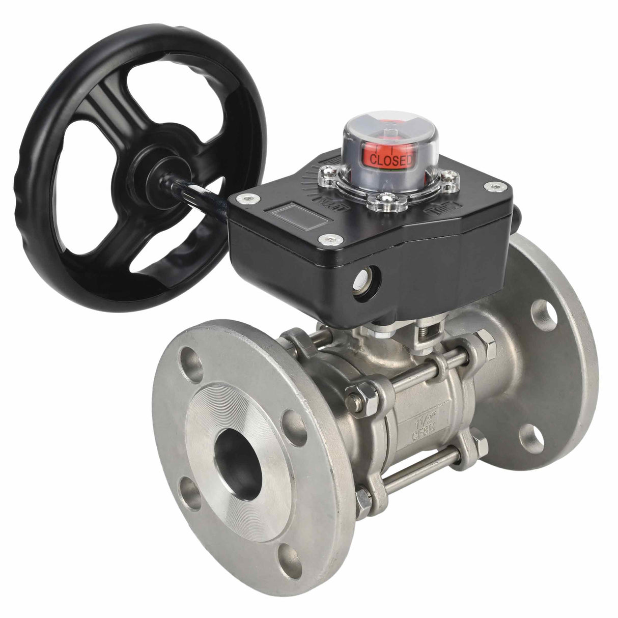 Robinet à boisseau sphérique en acier inoxydable Elephant ksfpt-304-180-hgb, matériau du corps - acier inoxydable AISI 304, matériau de la bille - acier inoxydable AISI 304, joint - PTFE, commande par poignée