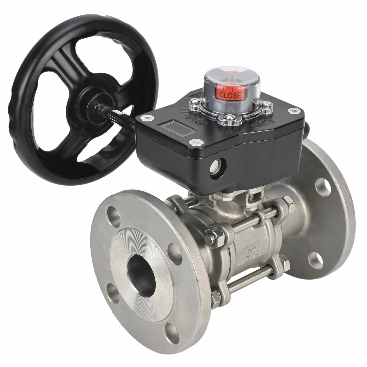 Robinet à boisseau sphérique en acier inoxydable Elephant ksfpt-304-180-hgb, matériau du corps - acier inoxydable AISI 304, matériau de la bille - acier inoxydable AISI 304, joint - PTFE, commande par poignée