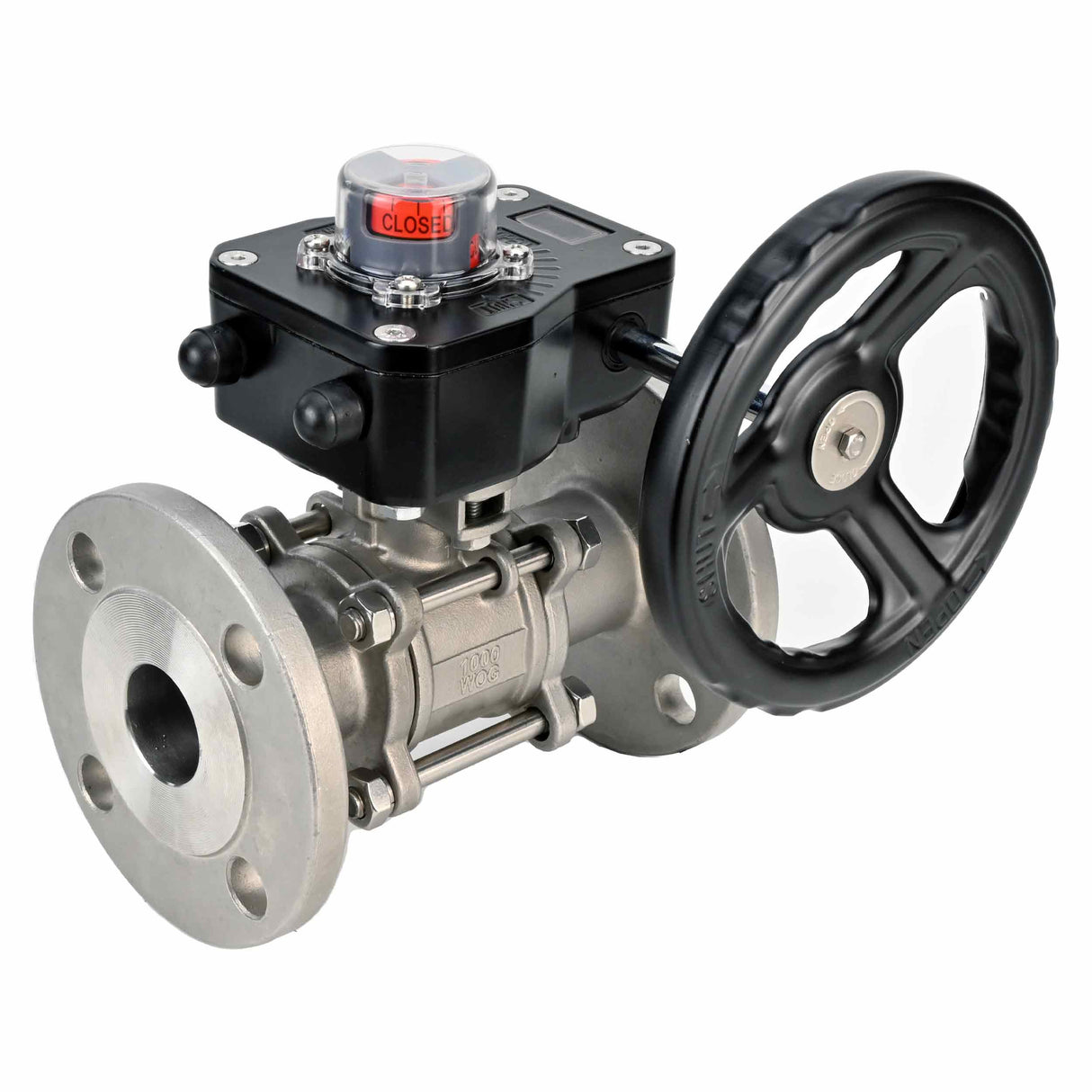 Robinet à boisseau sphérique en acier inoxydable Elephant ksfpt-304-180-hgb, matériau du corps - acier inoxydable AISI 304, matériau de la bille - acier inoxydable AISI 304, joint - PTFE, commande par poignée