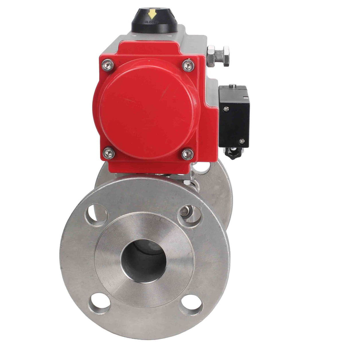 Robinet à boisseau sphérique en acier inoxydable Elephant ksfpt-304-180-sa-4m310-24v, matériau du corps - acier inoxydable AISI 304, matériau de la bille - acier inoxydable AISI 304, joint - PTFE, actionné par actionneur pneumatique