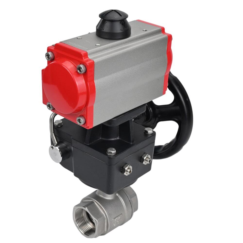 Robinet à boisseau sphérique en acier inoxydable Elephant kshmp316-elephant-da-hdm, matériau du corps - acier inoxydable AISI 316, matériau de la bille - acier inoxydable AISI 316, joint - PTFE, actionné par actionneur pneumatique
