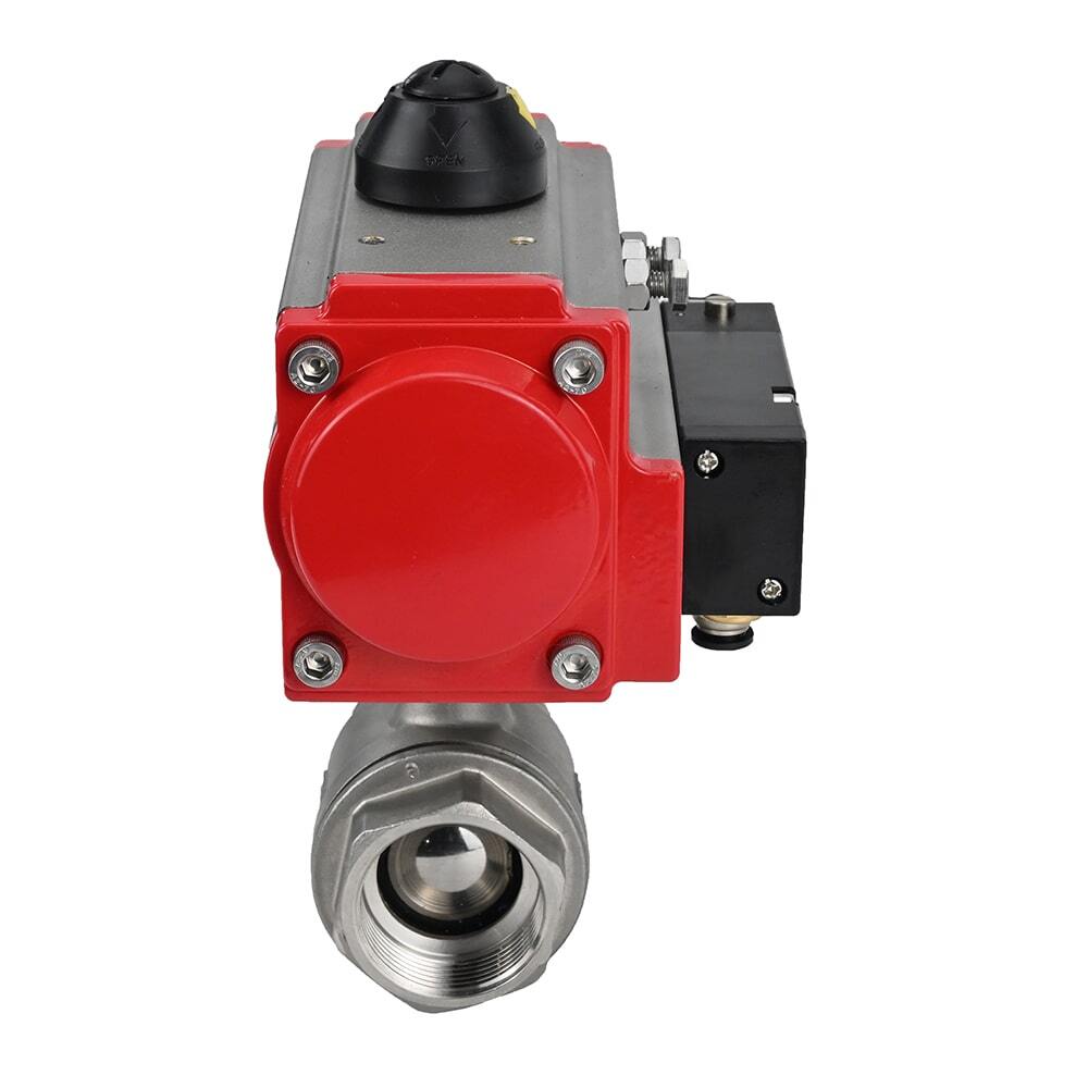 Robinet à boisseau sphérique en acier inoxydable Elephant kshmp316-elephant-da-4m310-110/220v, matériau du corps - acier inoxydable AISI 316, matériau de la bille - acier inoxydable AISI 316, joint - PTFE, actionné par actionneur pneumatique