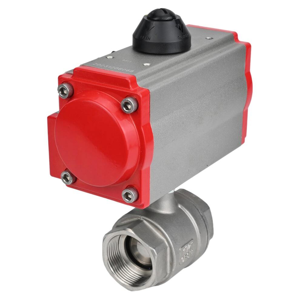 Robinet à boisseau sphérique en acier inoxydable Elephant kshmp316-elephant-sa, matériau du corps - acier inoxydable AISI 316, matériau de la bille - acier inoxydable AISI 316, joint - PTFE, actionné par actionneur pneumatique