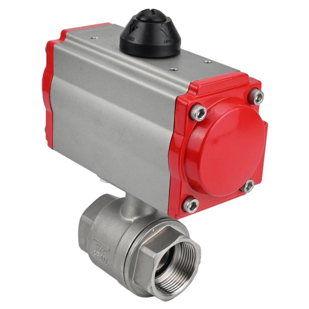 Robinet à boisseau sphérique en acier inoxydable Elephant kshmp316-elephant-sa, matériau du corps - acier inoxydable AISI 316, matériau de la bille - acier inoxydable AISI 316, joint - PTFE, actionné par actionneur pneumatique