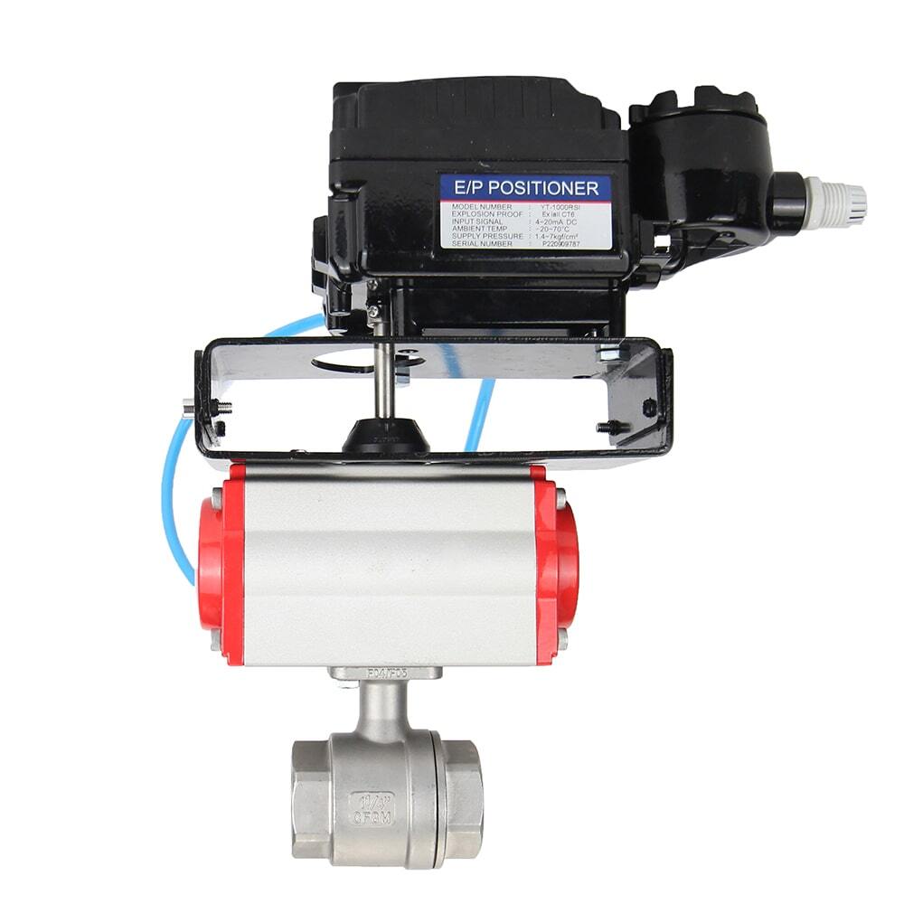 Robinet à boisseau sphérique en acier inoxydable Elephant kshmp316-elephant-sa-yt1000rsn, matériau du corps - acier inoxydable AISI 316, matériau de la bille - acier inoxydable AISI 316, joint - PTFE, actionné par actionneur pneumatique