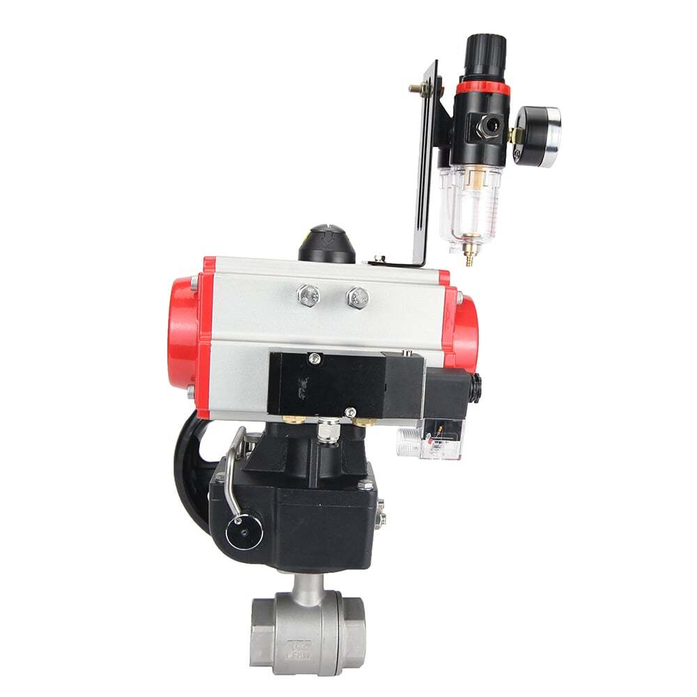 Robinet à boisseau sphérique en acier inoxydable Elephant kshmp316-elephant-da-4m310-24-hdm-afc2000, matériau du corps - acier inoxydable AISI 316, matériau de la bille - acier inoxydable AISI 316, joint - PTFE, actionné par actionneur pneumatique