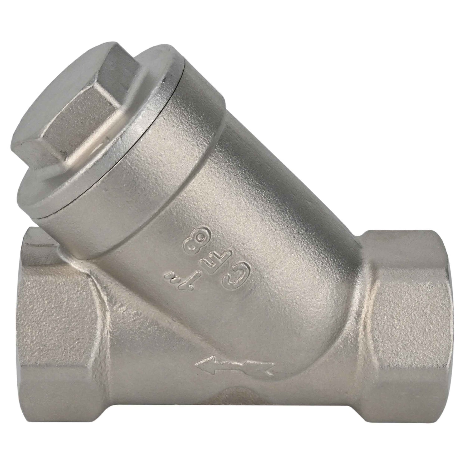 Clapet anti-retour à ressort Elephant VCSY3131P-T en forme de Y, matériau du corps - Acier inoxydable AISI 304, matériau du corps de verrouillage - Acier inoxydable 304, joint - PTFE, fileté