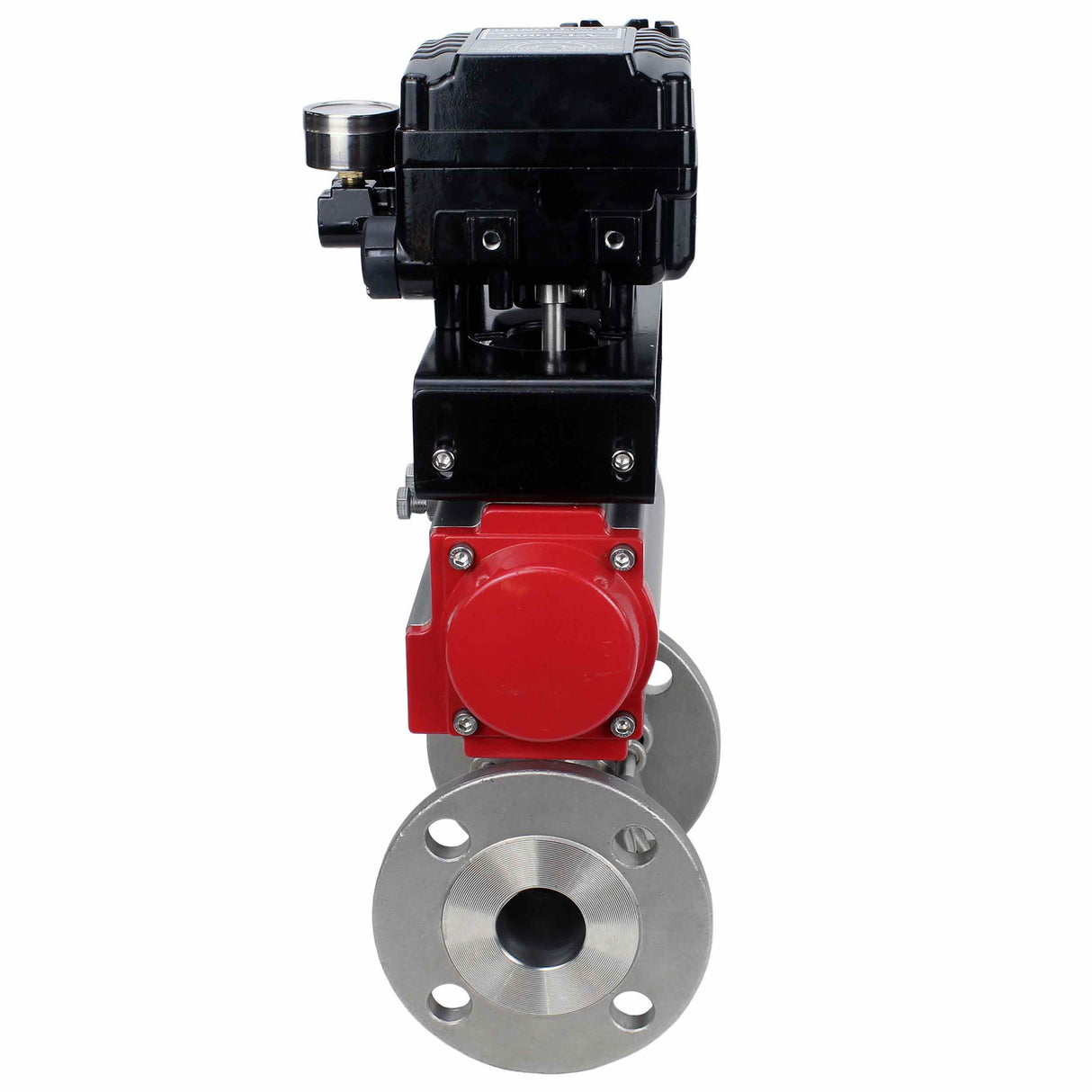Robinet à boisseau sphérique en acier inoxydable Elephant ksfpt-304-180-sa-yt1000rsi, matériau du corps - acier inoxydable AISI 304, matériau de la bille - acier inoxydable AISI 304, joint - PTFE, actionné par actionneur pneumatique
