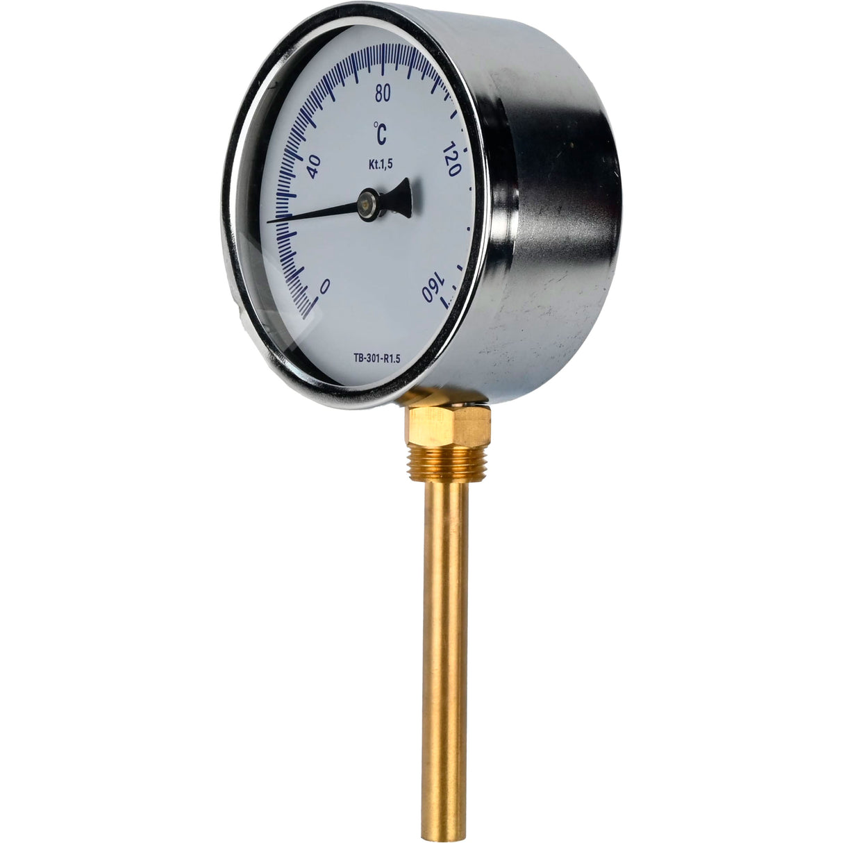 Thermomètres radiaux bimétalliques Elephant TB-301-R2.5 PN16, acier inoxydable, longueur de la partie immergée 46-100 mm, classe de précision - 2,5