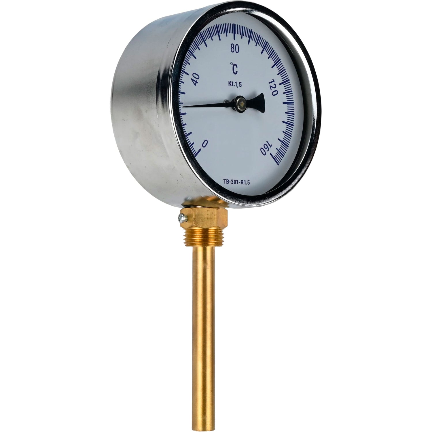 Thermomètres radiaux bimétalliques Elephant TB-301-R2.5 PN16, acier inoxydable, longueur de la partie immergée 46-100 mm, classe de précision - 2,5