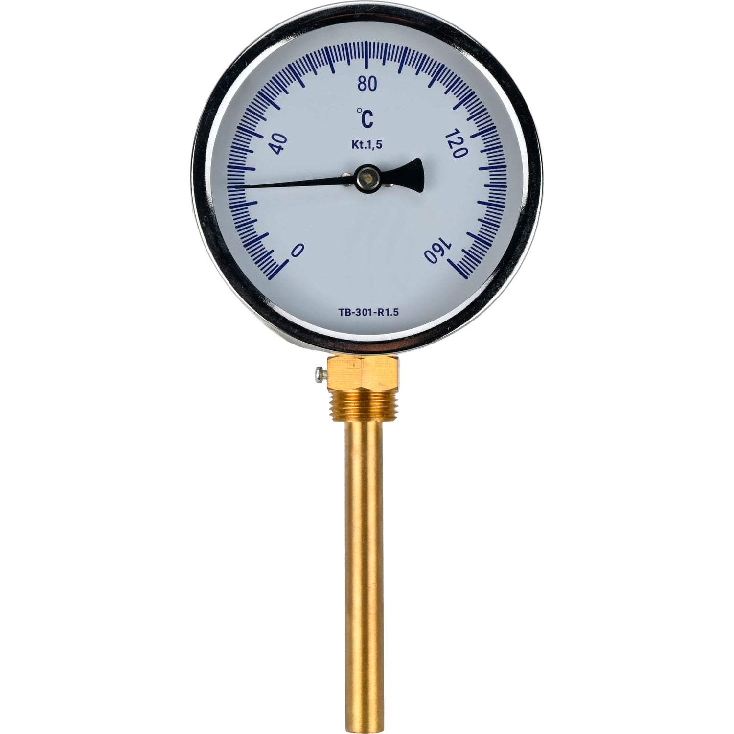 Thermomètres radiaux bimétalliques Elephant TB-301-R2.5 PN16, acier inoxydable, longueur de la partie immergée 46-100 mm, classe de précision - 2,5