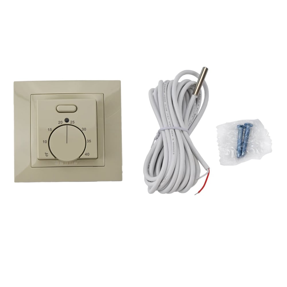 Thermostat de chauffage au sol Elephant T03SM, matériau du corps - plastique, couleur - beige, commande manuelle