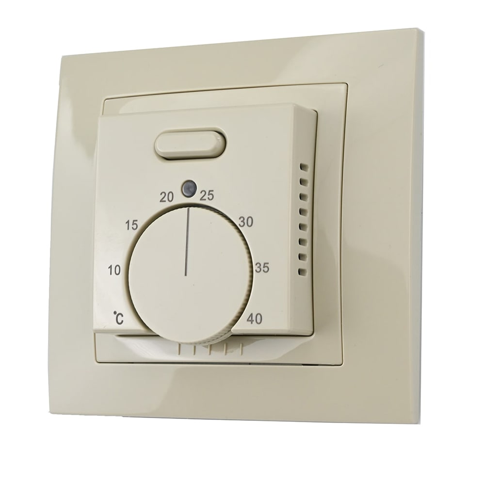 Thermostat de chauffage au sol Elephant T03SM, matériau du corps - plastique, couleur - beige, commande manuelle
